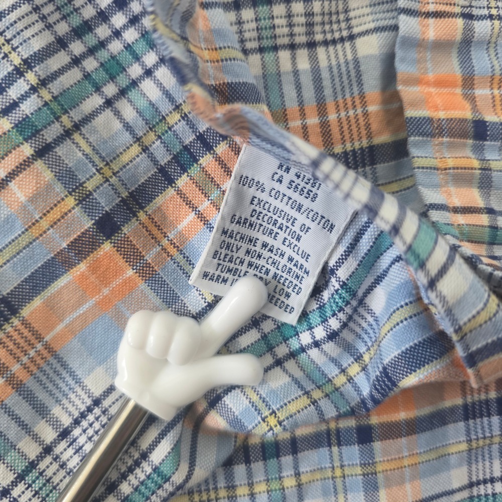 Ralph Lauren Mens XXL Blue Orange Plaid Cotton Button Down Long Sleeve Shirt - Picture 6 of 9
